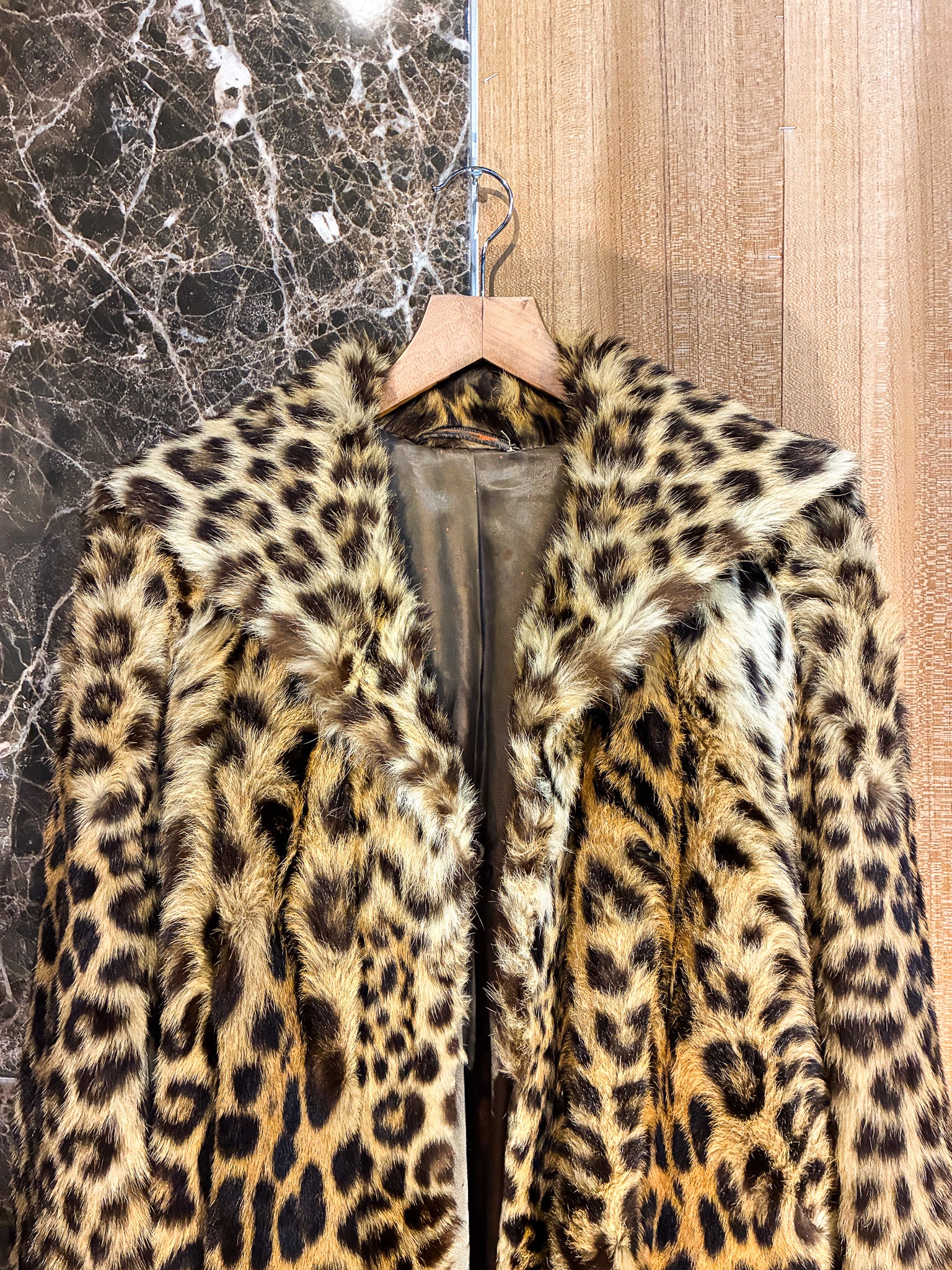LEOPARD FUR COAT WITH BELT