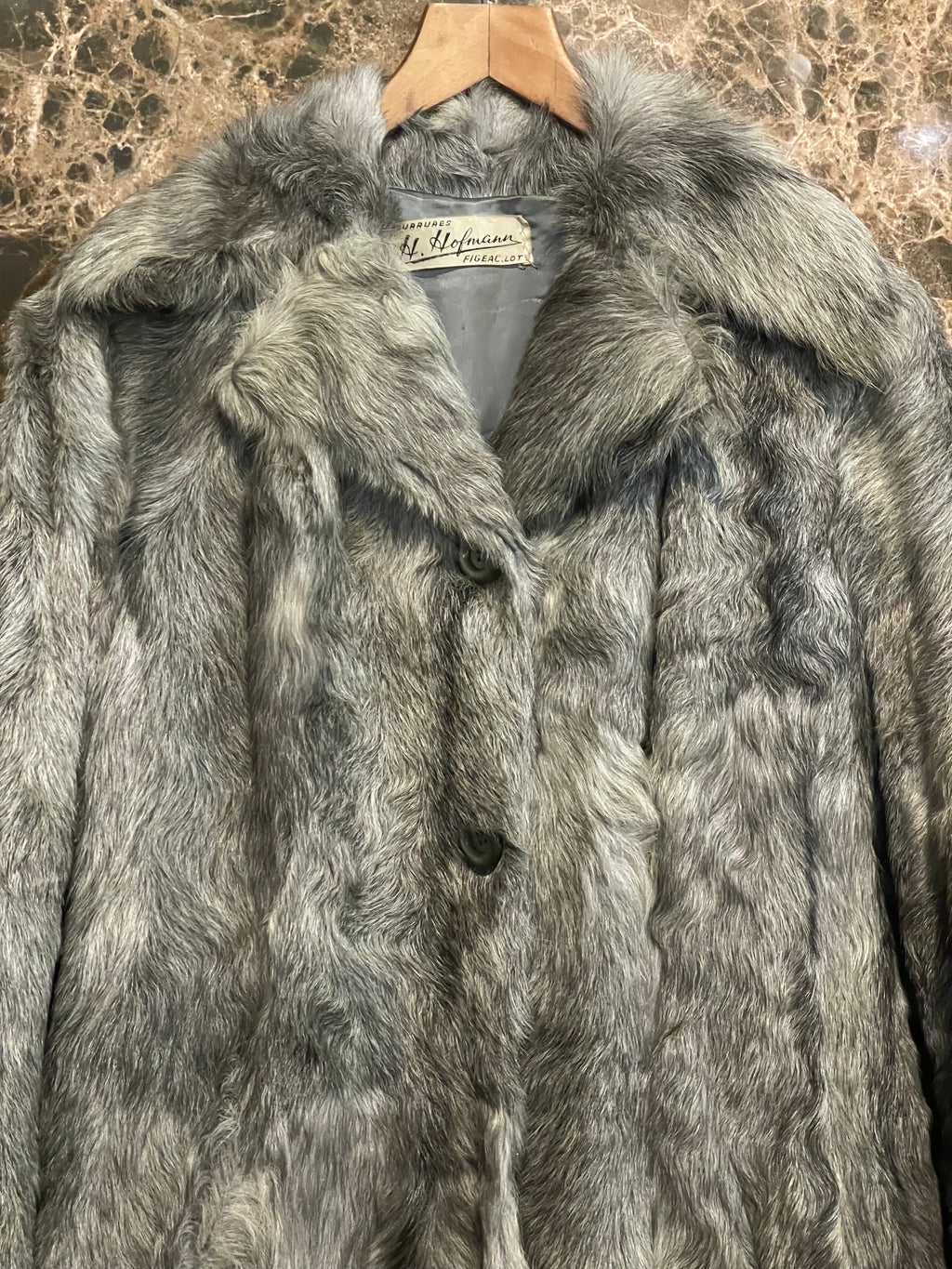 GOAT FUR COAT GREY