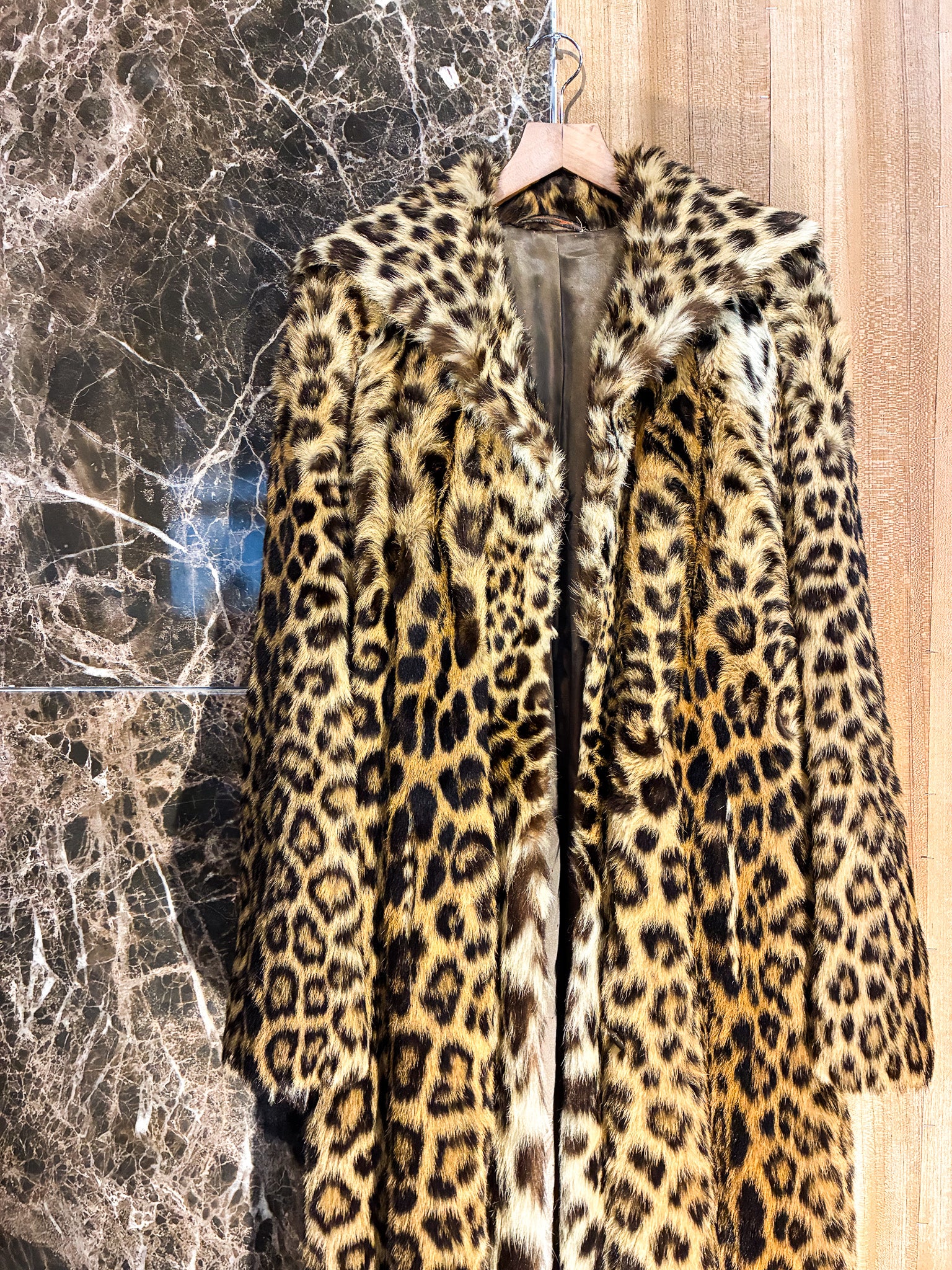 LEOPARD FUR COAT WITH BELT