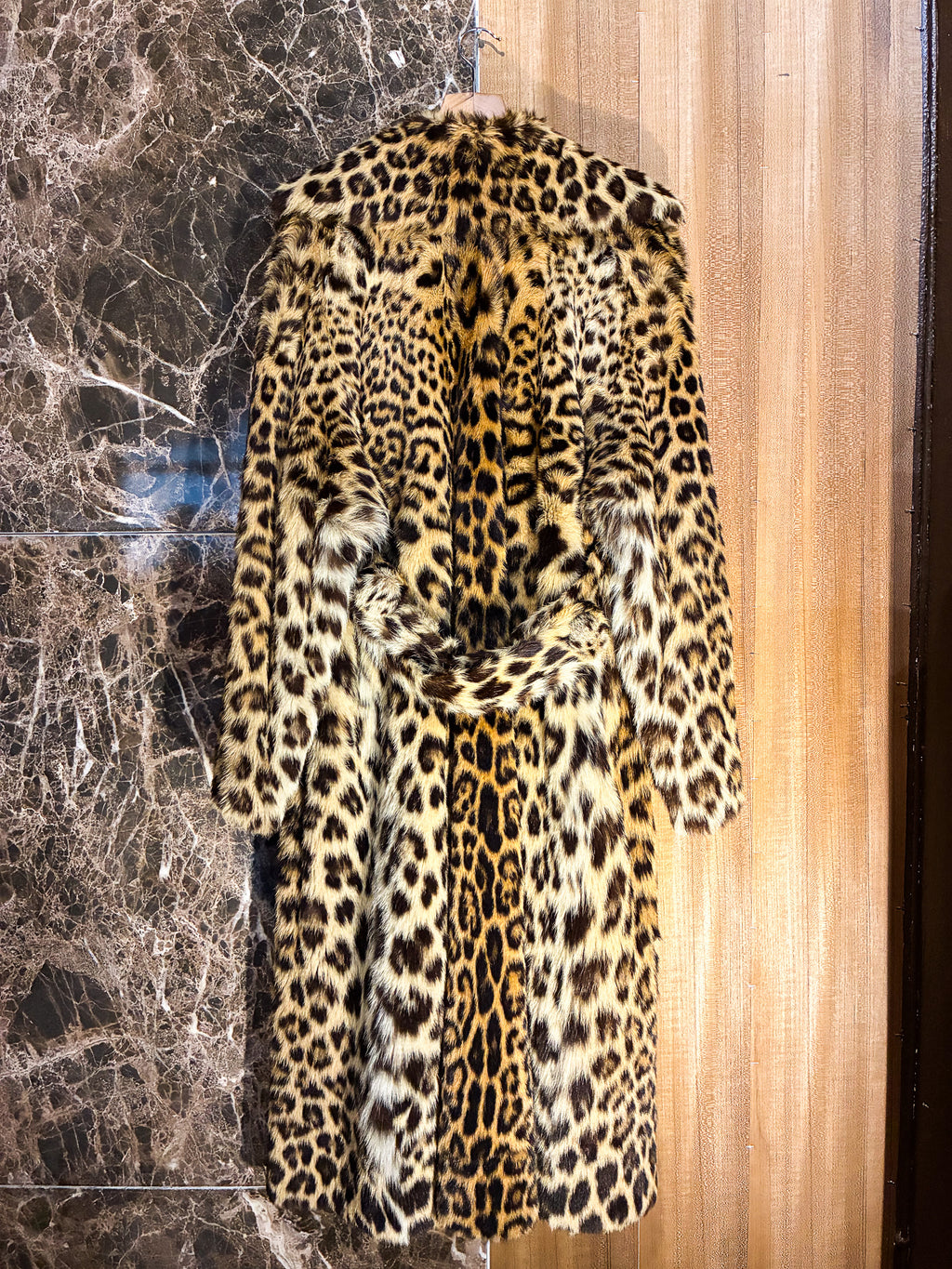 LEOPARD FUR COAT WITH BELT