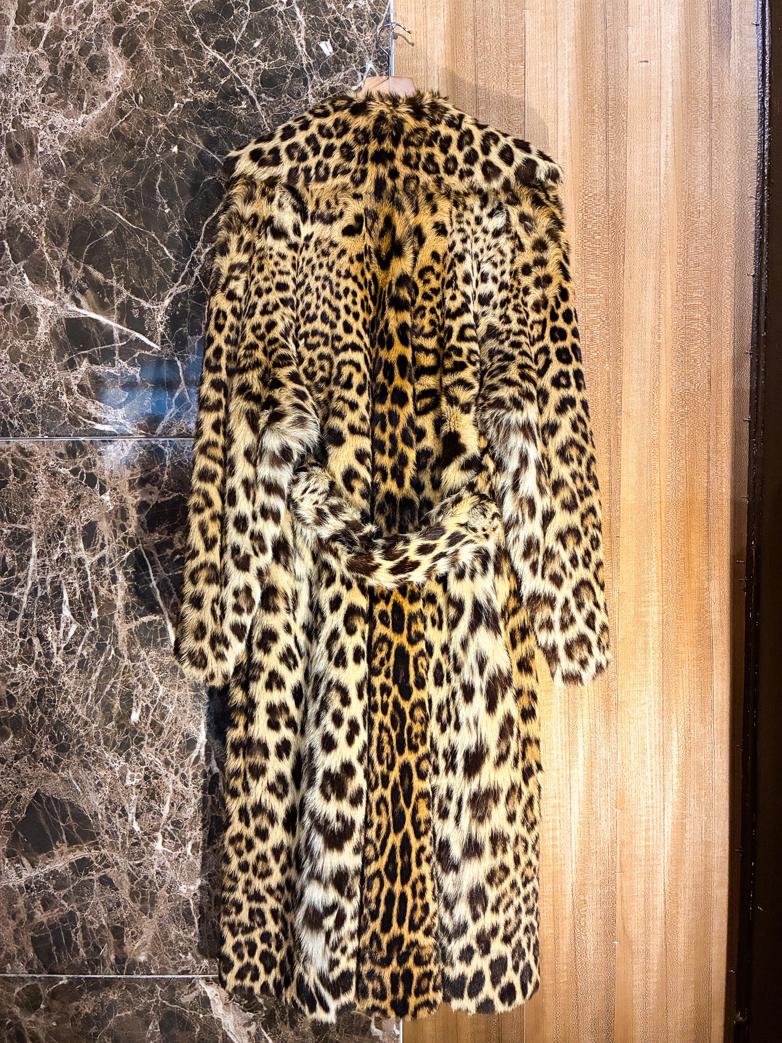 LEOPARD FUR COAT WITH BELT