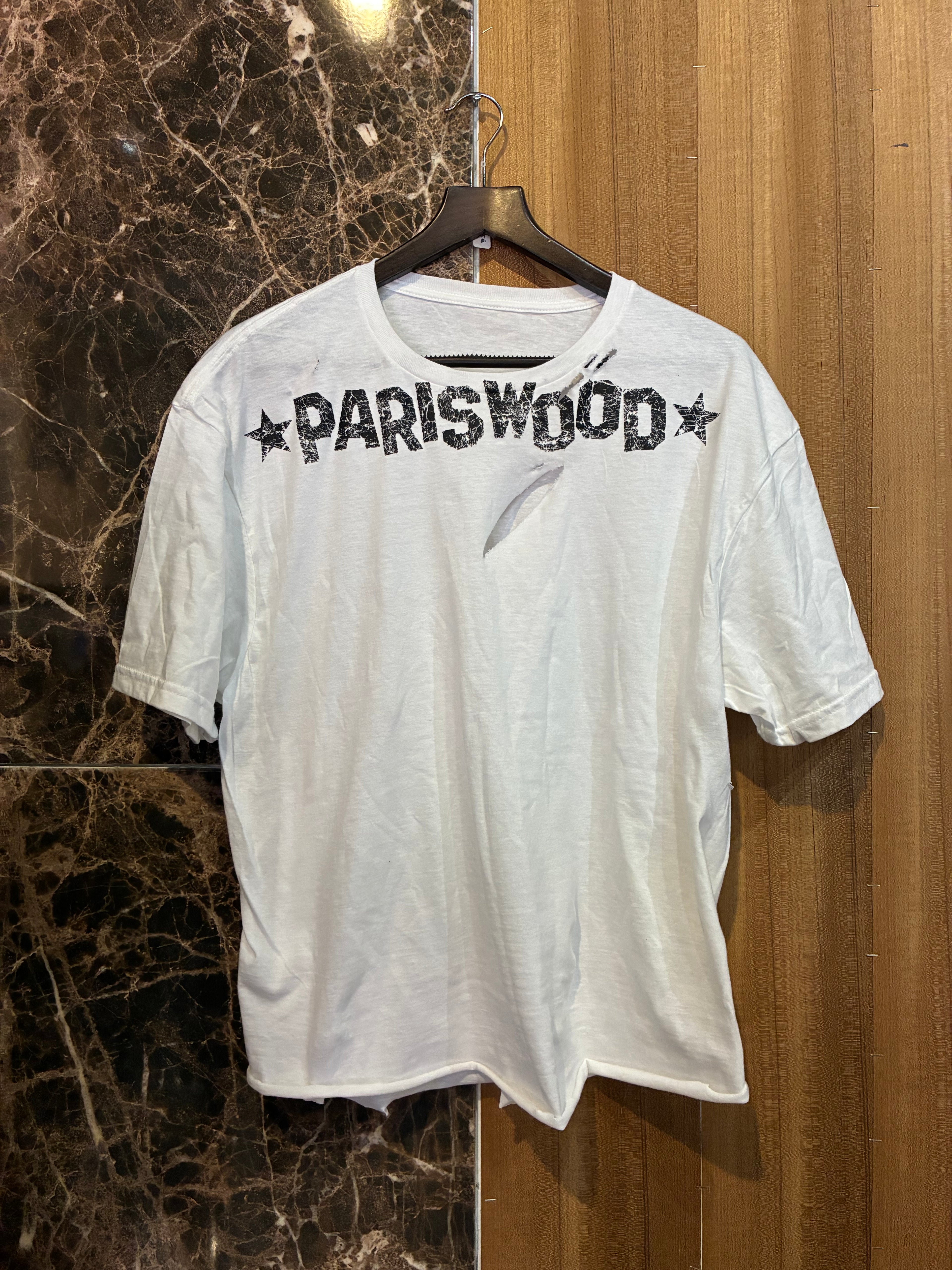 PARISWOOD SIGN OG TEE SHIRT DISTRESSED WHITE