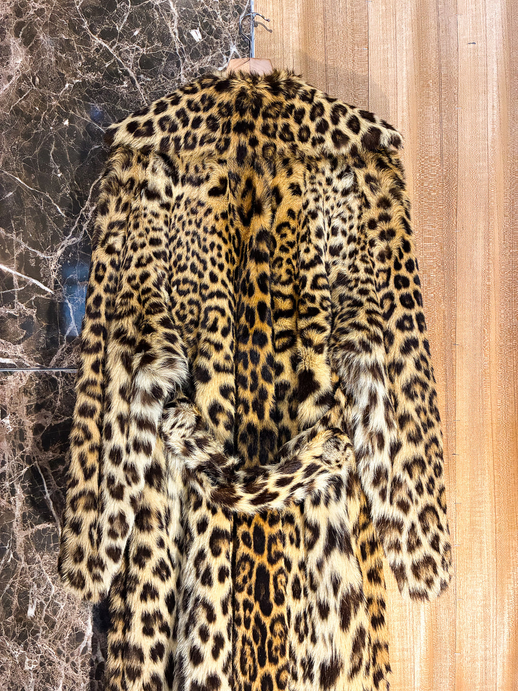 LEOPARD FUR COAT WITH BELT