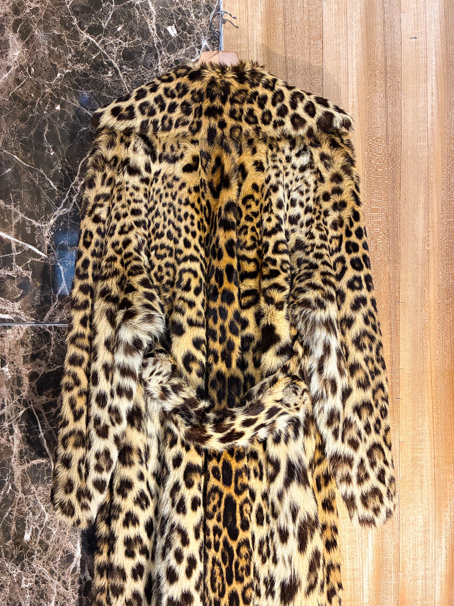LEOPARD FUR COAT WITH BELT