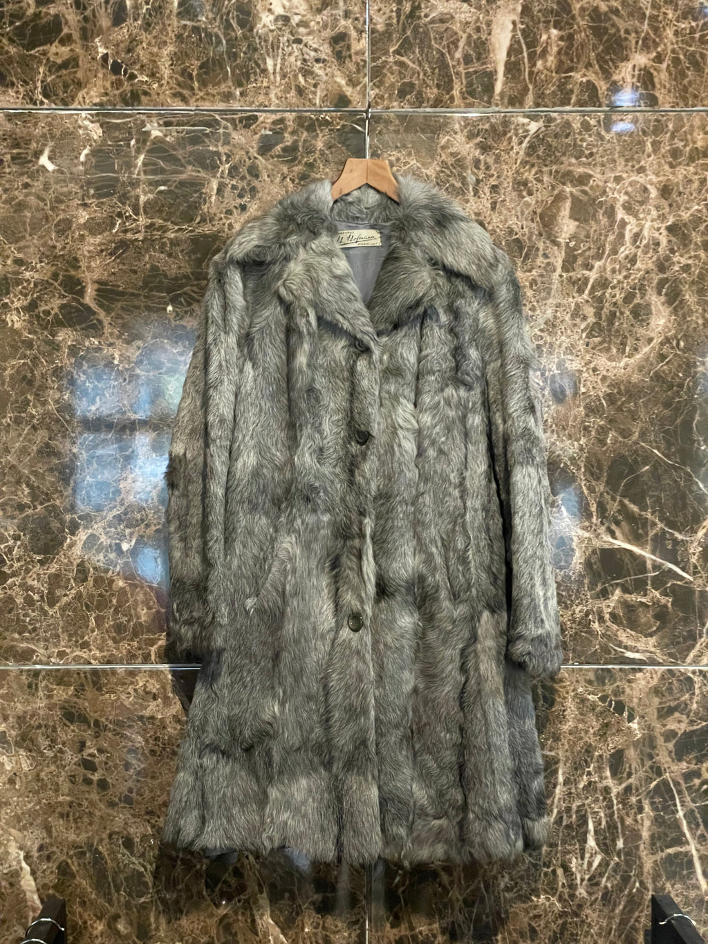 GOAT FUR COAT GREY