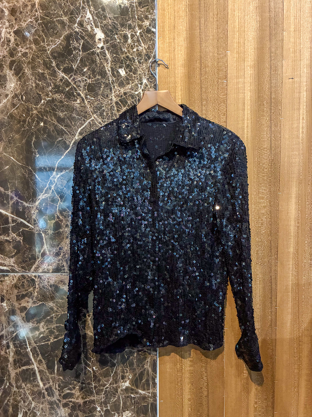 SEQUINS BLACK SHIRT
