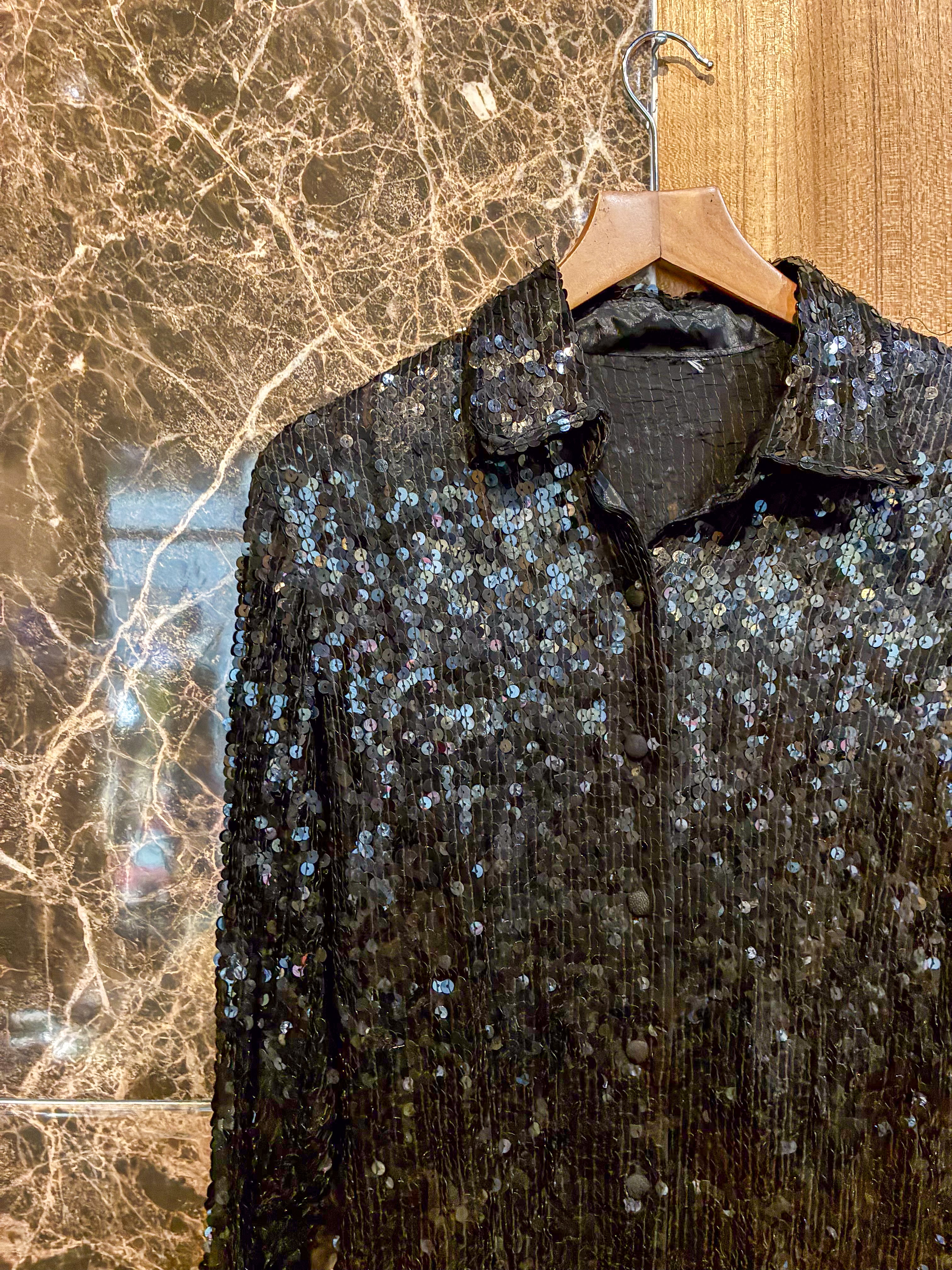 SEQUINS BLACK SHIRT