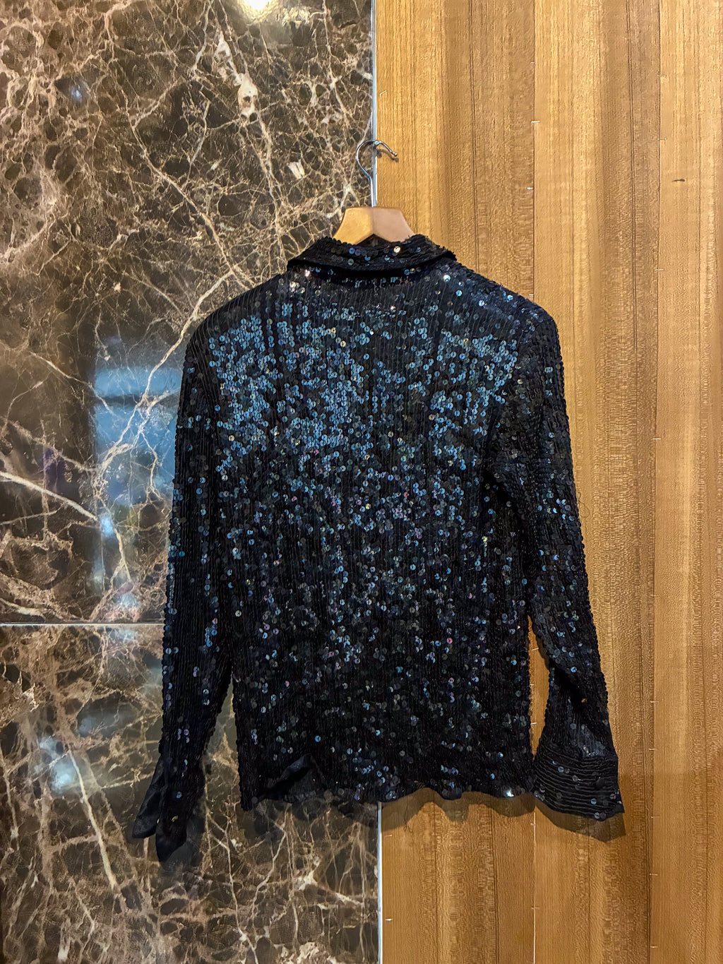 SEQUINS BLACK SHIRT