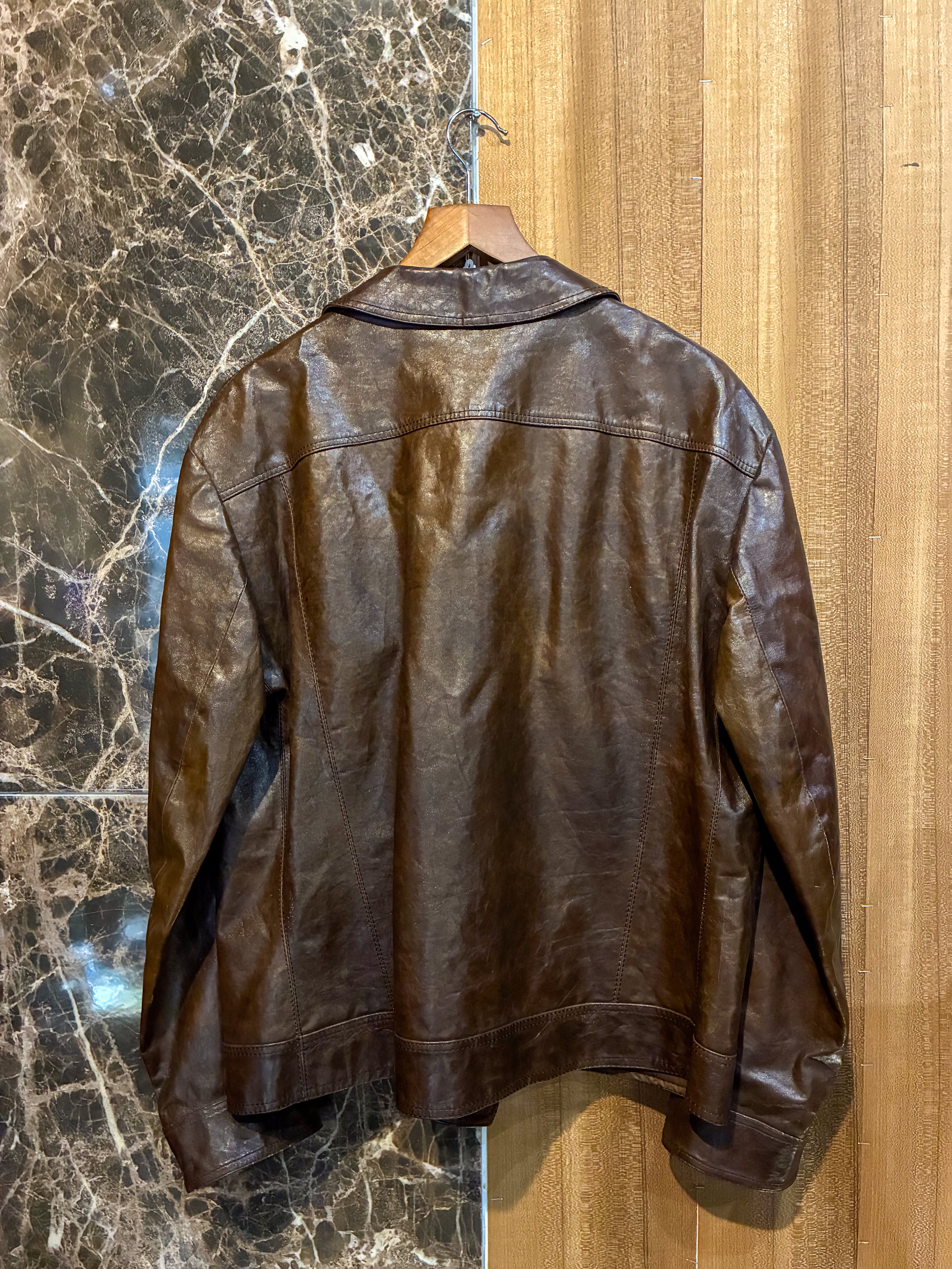 60S/70S BIKER SHAPED CROUTE LEATHER JACKET