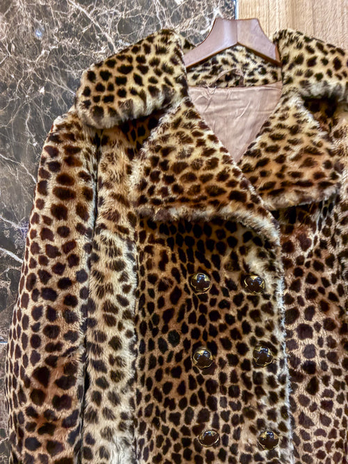 3/4 SHEEP PRINTED LEOPARD COAT