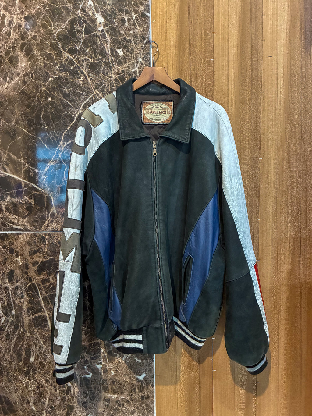 LEATHER PATCHWORK BOMBER COLLMIE PARIS