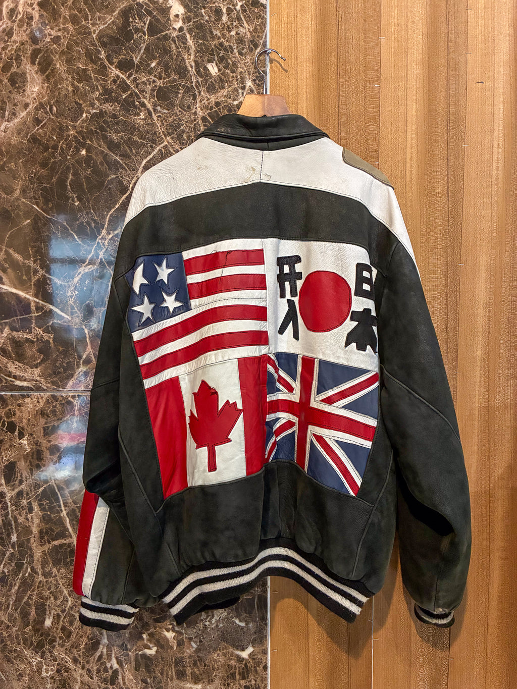 LEATHER PATCHWORK BOMBER COLLMIE PARIS