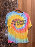DISTRESSED MESSAGE TIE DYE TEE SHIRT